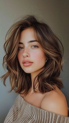 Rambut Brunette, Oval Face Hairstyles, Hair Color And Cut, Shoulder Length Hair, Hair Color Trends, Hair Transformation, Length Hair, Shoulder Length