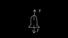 a black and white drawing of a bell on a pole with the letter f above it