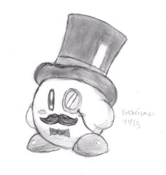 a drawing of a snowman with a top hat and mustache