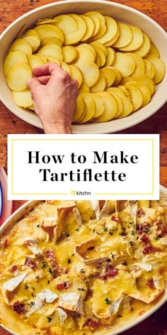 how to make tartillte with potatoes in a casserole dish on a wooden table