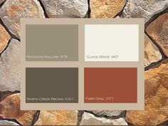 a stone wall with different shades of gray and brown on it, including the same color scheme