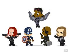 the avengers cartoon characters are all different colors and sizes, including black widow, captain america,