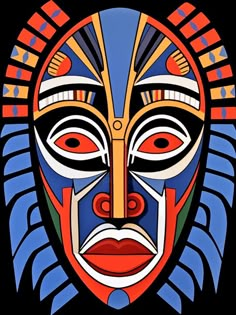 a colorful mask is shown on a black background