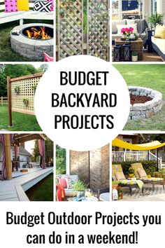 a bunch of pictures with the words budget backyard projects