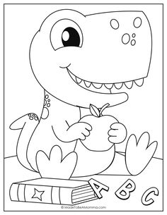 a coloring page with an image of a dinosaur