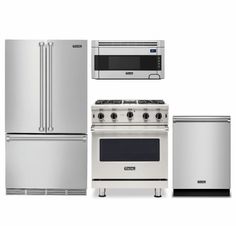 stainless steel kitchen appliances and appliance on white background