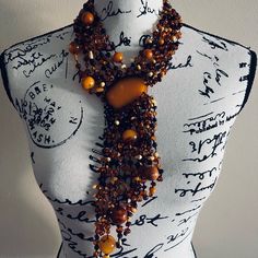 Unique Amber Beaded Cluster Vintage Necklace Unique / Rare! Luxury Beaded Necklaces With Round Beads, Elegant Multi-strand Gemstone Beaded Necklaces, Elegant Amber Beaded Chain Necklace, Elegant Amber Necklace With Beaded Chain, Elegant Brown Beaded Necklace With Gemstone Beads, Elegant Brown Multi-strand Beaded Necklaces, Elegant Brown Beaded Necklace With Polished Beads, Elegant Brown Necklace With Polished Beads, Elegant Brown Gemstone Beaded Necklaces