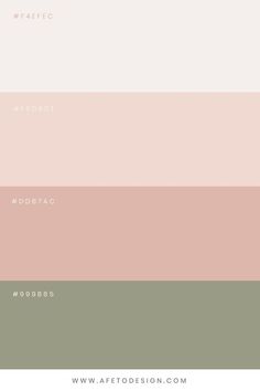 the color palette is shown in shades of pink, green and beige