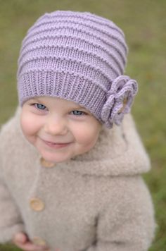 "This sweet toddler girl hat is handmade by me in 100% merino wool - very soft, luxuriously gentle next to the skin, warm and still stylish! This knit girl hat goes with a crocheted flower and together with decorative wooden button complete the pretty style. Merino wool is breathable and active fiber that reacts to changes in body temperature and discourages sweating. Enchanting when worn by your child, whether an infant or a youngster, this feminine design surely please your young lady. A treas French Eggs, Girls Beanie, Girls Winter Hats, Crocheted Flower, Girl Beanie, Purple Hands, Baby Blanket Knitting Pattern