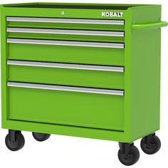 Kobalt 36-in W x 38-in H 5-Drawer Steel Rolling Tool Cabinet (Green) Green Cabinet, Marla Aaron, Bathroom Cleaning Supplies, Craft Booth Displays, Cabinet Dimensions, Tool Cabinet, Green Cabinets, Metal Tools, Tool Chest