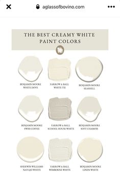 the best creamy white paint colors for interior walls and floors, from top to bottom