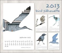 the 2013 bird silhouette calendar is shown