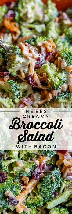 broccoli salad with bacon in a bowl