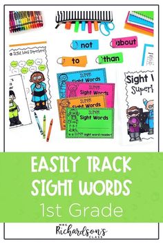 an easy to use sight words activity pack for first grade students with the title, easily track sight words 1st grade