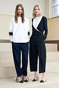 Chloé Below The Knee Dresses, White Dress Pants, Black And White Dress, Black N White Dress, 2014 Fashion, Looks Style, White Outfits, Cotton Top, Chic Dress