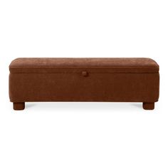 the footstool is brown and has buttons on it