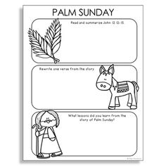 the story of palm sunday is shown in this printable coloring page for kids to color