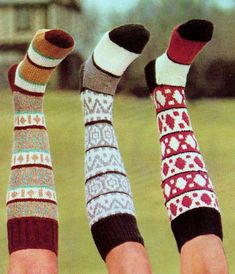 the legs of two women wearing patterned socks