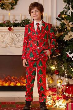 The Christmas funny graphic ugly suits have a back waist design with elastic and an adjustable tie and button down. This outfit fits your child's figure better thanks to its multiple elastic and adjustable designs. #boys #christmas #suit Ugly Suits, Single Breasted Suit, Suit Covers, Christmas Funny, Sweet Christmas, Christmas Men