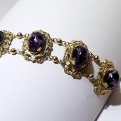 Fabulous Vintage Bracelet, Amazing Detail To The Setting, The Glass Is Just Wow!! Its 1.25" Wide By 7.25" Long, Not Marked. Purple And Gold Jewelry, Purple Confetti, Jewelry Purple, Vintage Bracelet, Vintage Purple, Vintage Bracelets, Purple Gold, Womens Jewelry Bracelets, Confetti