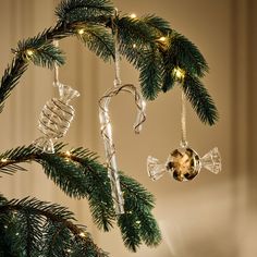 an ornament hanging from a christmas tree