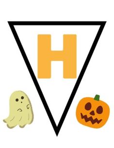 the letter h is for halloween with ghost and pumpkins