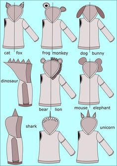 the instructions for how to make an animal hoodie with ears and tail, in paper