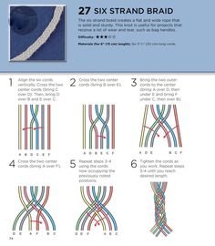 the instructions for how to tie an extra - long stranded bracelet with different colors and sizes