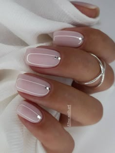 short milky white nails with tiny rhinestone accent Milky Nails With Design Short, Blush Pink Nails Wedding, Nude Nails With White Design, Nude Pink Nails With Design, Trendy White Nails, Nude Nails Short, Nude Pink Nails, Gel Nails Manicure, Blush Pink Nails