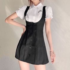 Material: cotton blend Shirt Under Dress, Black Overall Dress, Cropped White Shirt, Oversized Plaid Shirts, White Ruffle Top, White Collared Shirt, Regina George, Pleated Shirt