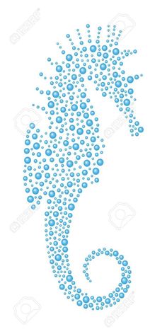 a blue seahorse made up of bubbles on a white background stock photo and royalty