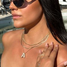 Mi Amor CZ Bubble Initial Necklace – TBJ Bubble Design, Bubble Necklaces, Stacked Jewelry, Gold Gift, Hand Chain, Waist Chain, Scottsdale Az, Initial Charm, Rope Chain