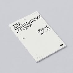 a book with the title of the observatory of progress written in black and white on it