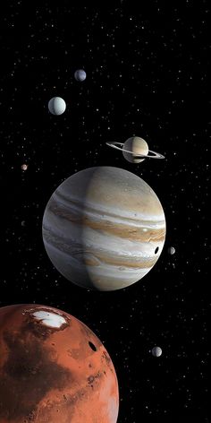 an artist's rendering of the planets in outer space