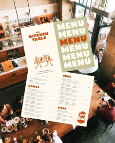 a menu is displayed on top of a table