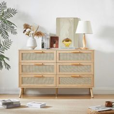 Explore this series of natural style multifunctional furniture, perfect for bedrooms, living rooms, dining areas, and office spaces. Dresser With Rattan, Rattan Drawers, Rattan Bedroom, Wood Chest Of Drawers, 8 Drawer Dresser, Serene Nature, Room Styles, Bedroom Dresser, Wood Chest