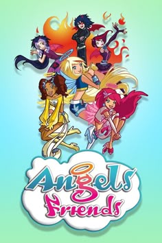 an animated movie poster with the title, angel's and friends on top of it