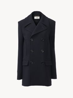 Chloé Pea Coat In Double Wool Crêpe | Chloé US Espadrilles Sneakers, Oversized Wool Coat, Oversized Coat, Pea Coat, Short Coat, Blouse Dress, Long Coat, Wool Coat, Order Online