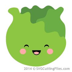 a green vegetable with pink cheeks and eyes