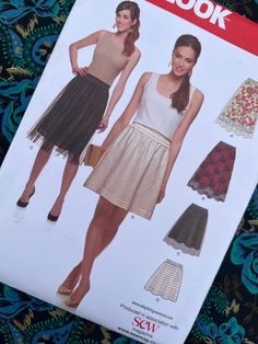 an image of a woman's skirt pattern on the cover of a sewing book