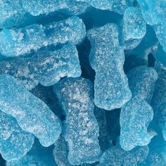 close up view of blue gummy bears