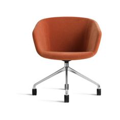 an orange chair with metal legs on a white background