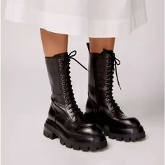 Urban Outfitters Jeffrey Campbell En-Route Moto Combat Boot Platform Black Combat / Moto Lace Up Boots With Inside Zipper & Pull Tab Tall Boots With Platform Rubber Treaded Lug Heel And Sole New Without Box * Size: 39.5 / 9.5 Retail Price: $248.00 1.75" Platform * 2.5" Heel * 9.5" Shaft Boots With Platform, Tall Combat Boots, Black Boots Tall, Combat Boot, Jeffrey Campbell Shoes, Lug Sole, Tall Boots, Jeffrey Campbell, Pull Tab