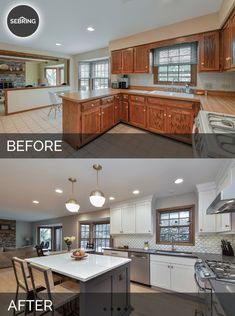 before and after pictures of a kitchen remodel