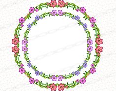 a circular frame with flowers and leaves