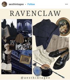 the cover of ravenclaw magazine features an image of shoes, sweaters and other items