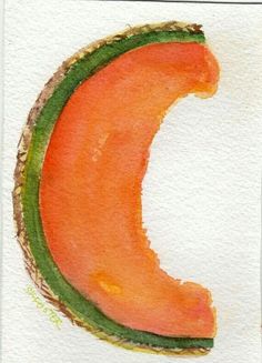 a watermelon slice is shown on a piece of paper with the letter c in it