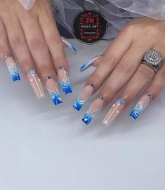 Wow Nails, Blue Acrylic Nails, Baddie Nails, Stylish Nails Designs, Colored Acrylic Nails, Dope Nail Designs, Short Square Acrylic Nails, Nails Blue