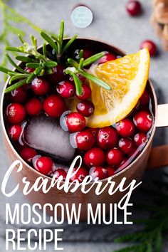 cranberry moscow mule recipe in a mug