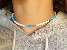 The golden palm Trendy White Choker For Gift, White Casual Choker Necklace, Casual White Choker Necklace, Casual Blue Choker For Gift, Casual Blue Choker As Gift, Trendy Blue Choker With Tiny Beads, Handmade Blue Choker For Summer, Casual Blue Choker Gift, Trendy Blue Choker Necklace